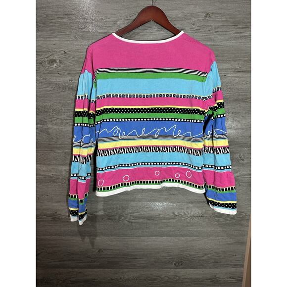 Susan‎ Bristol, Women's Colorful Zebra Fair Isle Pattern, Cardigan, Size Large - Picture 5 of 6